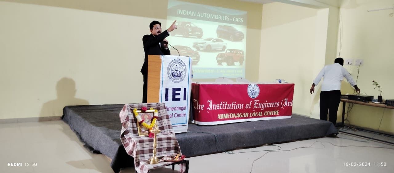Expert lecture on Indian automobiles by the Institution of Engineers (India), Ahmednagar Local Centre